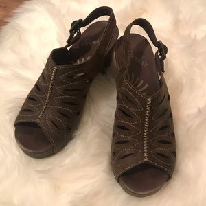 Dansko clog sandals brown leather